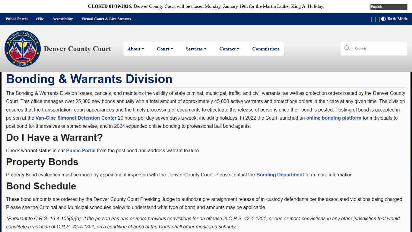 Bonding & Warrants - Denver County Court