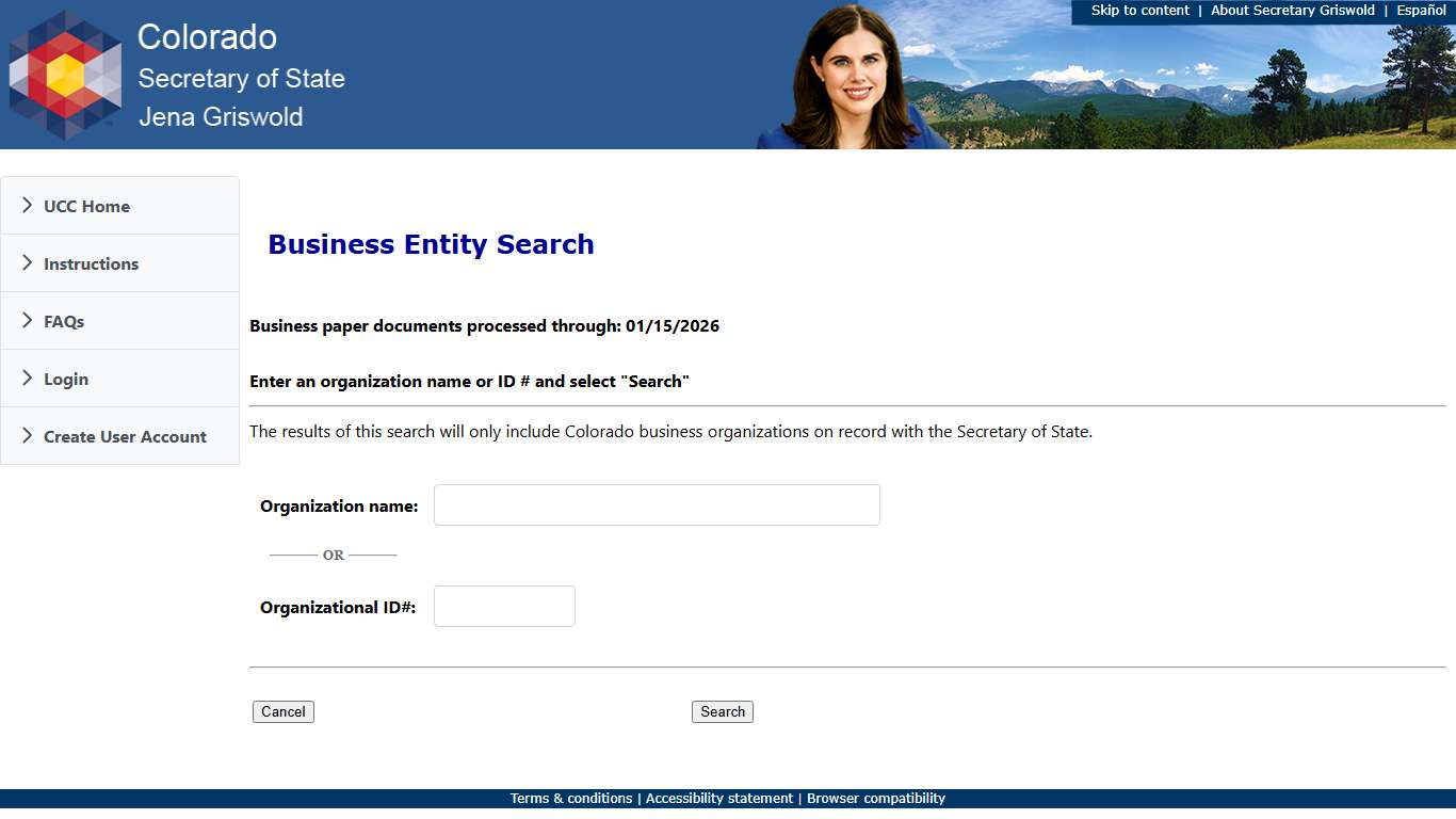 Colorado Secretary of State - Business Entity Search